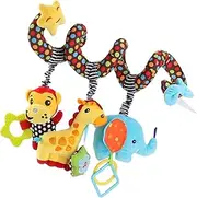 Stroller Activity Toy - Plush Activity Carseat Toy,Pram Rattle with Squeaker for Sensory Exploration and Engagement