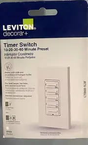 Leviton LTB60-1LW - Decora Preset Resistive/Inductive 60-Minute Countdown Timer