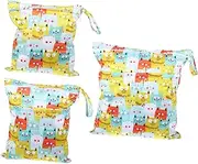 HONITANO 3pcs Diaper Storage Pouch Versatile Wet Dry Bags for Nursery Travel Organization Cute Cat Print for Diapers Cosmetics Essentials