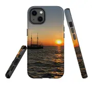 For Apple iPhone 13 Case, Armour Back Cover, Sailing Sunset