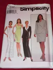 SIMPLICITY #7932 - LADIES SWEETHEART NECKLINE GOWN & JACKET PATTERN 10-14 FF
