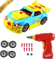 Take Apart Racing Car Toy, 30PCS with Lights & Sounds, Electric Drill for 3+ Boy