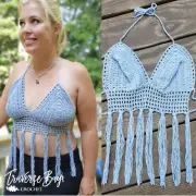 Crochet boho fringe crop top PATTERN ONLY