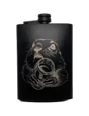 Black Metal Flask, Laser Engraved Drunk Prairie Dog