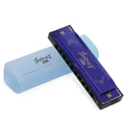 10 Holes Junior Educational Harmonica Key of C Scale Mouth Organ Aluminum Blue