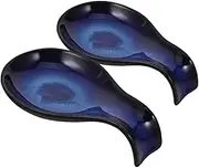 2pcs Porcelain Spoon Rest Elegant Influenced Cooking Utensil Holder for Sushi Sauces Condiments Decorative Minimalist Design for Kitchen Counter Home Decor