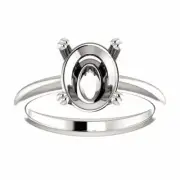 14K Gold Oval Cut Solitaire Ring Setting Double Claw Style Ring Mounting