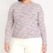 Old Navy Womens Fitted Rib-Knit Plush Crew-Neck T-Shirt Spaced Dyed Purple XL