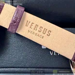 VERSUS VERSACE凡賽斯精品錶,編號：VV00375,36mm圓形玫瑰金精鋼錶殼酒紅色錶盤真皮皮革酒紅色錶帶