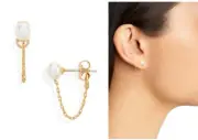 Freshwater Pearl Chain Stud Earrings