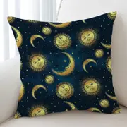 Moon and Sun in Space Cushion Cover