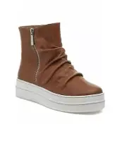 NEW J Slides Tina Platform High Top Sneaker In Tan Womens Size 8