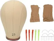 23 Inch Canvas Block Head Set, Wig Head, Reusable Wig Display Head,with Styling Hair Clips & T Needle & C for Wig Display Making Hair Weave and Styling Mannequin Head