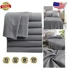 King Flat Sheets - Pack of 6 Dark Grey Microfiber Bedding for Elegant Comfort