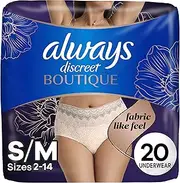 Always Discreet Boutique Incontinence & Postpartum Underwear for Women, Disposable, Maximum Protection, Peach, Small/Medium, 20 Count (Packaging May Vary)