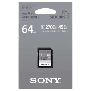 SONY SDXC 64G UHS-II Class 10 V30 高速記憶卡 SF-E64A 索尼公司貨