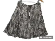 Sz 10P 10 Petite NWT $119 Talbots Skirt Grey Zebra Striped Semi Sheer Pleated
