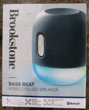 Brookstone Bass Beat Wireless LED Speaker NEW