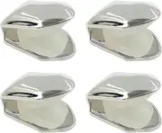 [JHJEWH] 4 Pcs Grillz Gold Tooth Cap,18K Gold Silver Plated Grillz,Hip Hop Teeth Accessories,Plain Single Tooth Cap for Teeth Mouth,Realistic Fake Teeth Grills for Party,Open Face Front Tooth Caps, Medium,