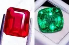 Loose Gemstone Natural Emerald & Ruby 8 to 10 Ct Mixed Pair Certified RM168