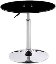 Exquisite Adjustable Height Round Glass Bar Table with Tempered Glass Top Black (Size: 60cm)
