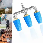 Twin/Triple Turbo Nozzle,Dual Triple Turbo Nozzle Pressure Washer,Pressure Washer Nozzle Tips.360° Rotating Turbo Power Washer Nozzle with 1/4" Quick Connector,4-6 GPM,4000 PSI (Triple, light blue)