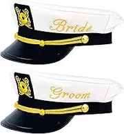 Bride & Groom Captain's Hats - Nautical Bachelor Bachelorette Party Hat | Fun Bridal Shower Accessory Accessories Women Gifts