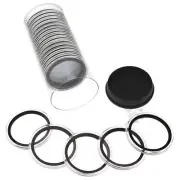 OnFireGuy Black Plug Tube & 20pcs 40mm Black Ring 1oz Silver Eagle Coin Holders
