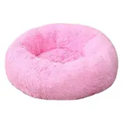 Pet Dog Cat Calming Bed Warm Soft Plush Round Nest Comfy Sleeping Kennel Cave - Pink