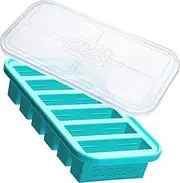 [Souper Cubes] 1/2 Cup Silicone Freezer Tray with Lid - Easy Meal Prep Container and Kitchen Storage Solution - Silicone Mold for Soup and Food Storage - Aqua – 1-Pack