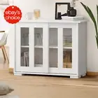 Sideboard Buffet Cabinet with Sliding Doors White Kitchen Cupboard Organizer