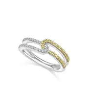 Lagos 18K Yellow Gold & Sterling Silver Caviar Lux-Clip Diamond Small Statement Ring - Exclusive