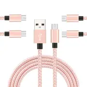 Catzon 1M 2M 3M 5Packs Micro USB Cable Nylon Braided Phone Cable Fast Charger Cable USB Cord -Pink White