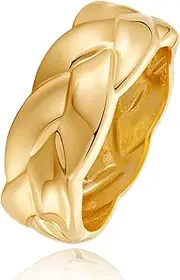 [crataly] Wrap Bracelets for Women Gold Plated Twisted Chunky Bangle Bracelet Stacked for Sixteen Jewelry for Waterproof Birthday Love Mothers Day for Women Girlfriend Wife, Large, Stainless Steel, no