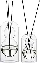 Empty Glass Fragrance Reed Diffuser Bottles,for Essential Oil, with 16pcs Black Reed Sticks,Minimalist Decor,2pcs/Set.