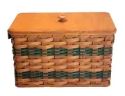 Amish Bread Box Storage Solid Oak Bottom and Lid Leather Carrier Handles