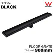 900mm Black Floor Drain Shower Grate Tile Insert 50mm Waste Central Outlet SUS