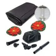 Koolatron 400 Gal Pond Kit, 340 GPH Pump, 2 Fountain Heads, 10 x 10 ft. Liner,