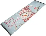 PDZRMY Washable Runner Rug Snowflake Christmas Snowman 2’ x 6’ Non-Slip Kitchen Runner Rug for Hallways Entryway Bedroom Living Room Floor Carpet Runner- Soft Thin Mat for Family Pet