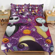 a1406 The Nightmare Before Christmas Duvet Cover Set, 3 Piece Bedding Set 86x70" Double Sided Printing Decorative Comforter Cover Set (1 Duvet Cover +