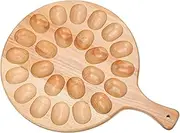 Deviled Egg Presentation Tray | Egg Holder with 24 Holes | Wooden Egg Charcuterie Board, Easter Celebration Egg Tray, Egg Serving Board with Piping Tool, Wooden Deviled Egg Serving Tray