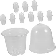 HANABASS 10Sets Humidity Dome Plant Nursery Pots Outdoor Gardening Containers for Seedlings Includes Transparent Pots Covers for Starter Plants and Garden Use