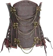 [JKSSMB] Brown Printed Body Shaper Street Punk Retro Corset Waist Seal Body Shaping Body Corset Belly Belt Waist Clip