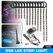 12Pcs Motorcycle RGB LED Neon Under Lights Glow Strip Kit For ATV UTV Sportbikes
