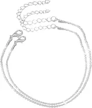 [VNDKGN] 1 Pair Women's Anklets,Silver Anklets Bracelets for Women Ankle Chain Adjustable Multilayer Dainty Layered Beach Chain Extra Large for Women Plus Size Couples,Girls Birthdays Gift,Holidays,Comfortable