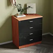 ELEGANT Four Drawers Bedside Tables 600 x 400 x 685mm in Black/Walnut