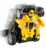 R/C ROBOT TRANSFORMING CAR RACER Action Play Yellow Wireless BLUE HAT TOY Boy 6+