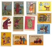 Group of 12 c1973 Funny Nylon Cloth Shirt Stickers incl. Scooby Doo Josie (#11)