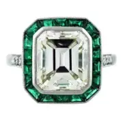 5.45Ct Lab Created Diamond Emerald Vintage Art Deco Style 14K White Gold FN Ring