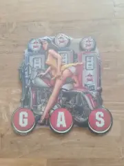 PIN UP GIRL GASOLINE PETROL BOWSER EMBOSSED TIN SIGN Garage mancave shed Harley